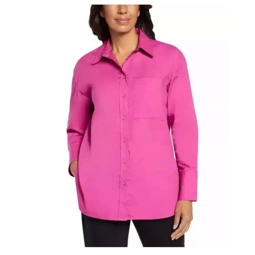 Banana Republic Womens Collar Button-Up Long Sleeve Shirt, Pink, Size Large F9